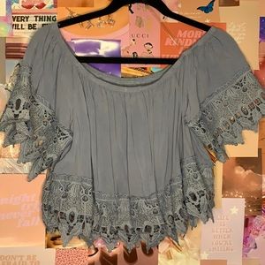 Blue off the shoulder top